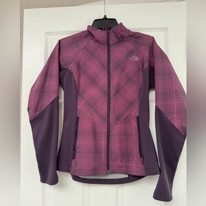 North Face S Purple grid plaid Jacket coat shell lightweight TNF